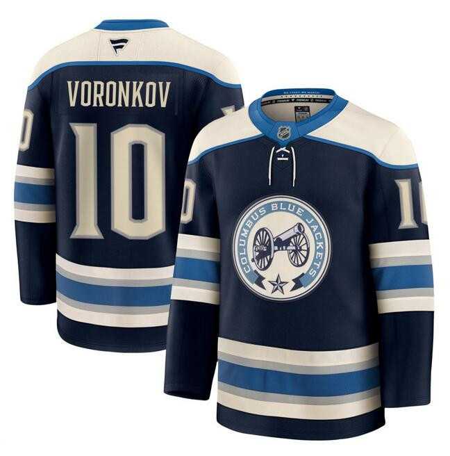 Men's Columbus Blue Jackets #10 Dmitri Voronkov Navy 2024-25 Alternate Stitched Hockey Jersey Dzhi-0